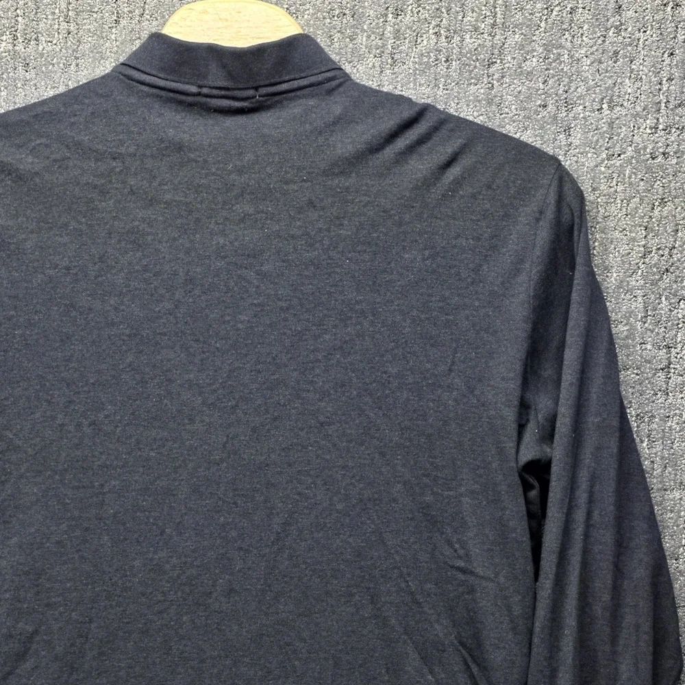Polo Ralph Lauren Mens Long Sleeve Polo Shirt XL Gray Suede Trim Placket Classic